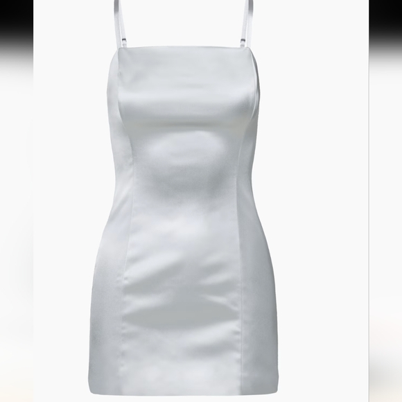 NWT Aritiza Mini Dress Shimmer Satin  Spaghetti Straps Size 6 Party Prom Glam - Picture 6 of 14